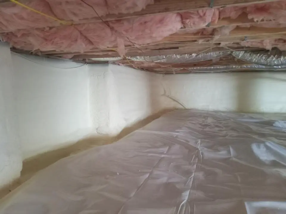 Crawl space encapsulation with closed-cell spray foam for Roof Leak Repair in Lincolnshire
